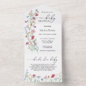 Wildbloemen Baby shower All In One Uitnodiging (Binnen)