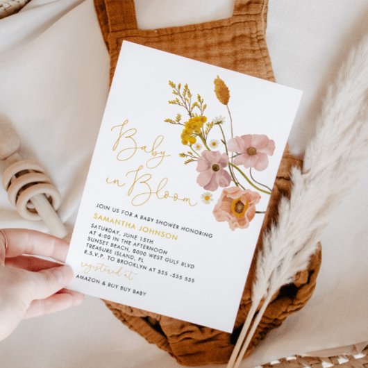 Wildbloemen Baby shower, Baby in Bloom Kaart