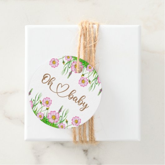 Wildbloemen Baby shower Bedankjes Labels (In situ)