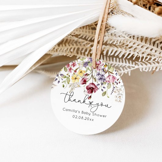 Wildbloemen Baby shower Bedankjes Labels