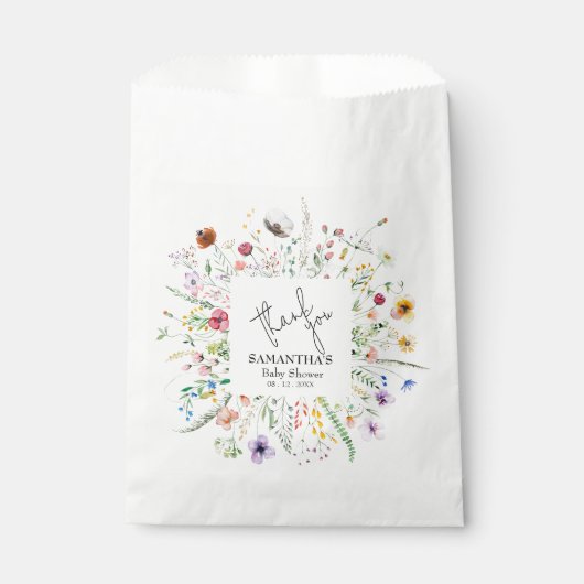 Wildbloemen Baby shower Bedankzakje (Voorkant)