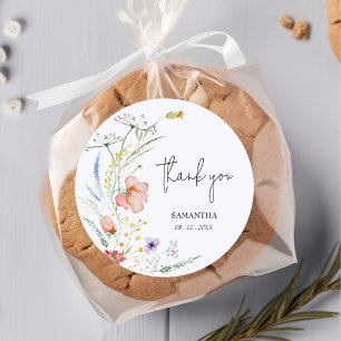 Wildbloemen Baby shower Blue Ronde Sticker