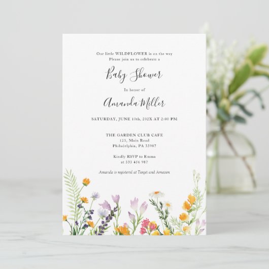 Wildbloemen Baby shower Boho Spring Save The Date (Staand voorkant)