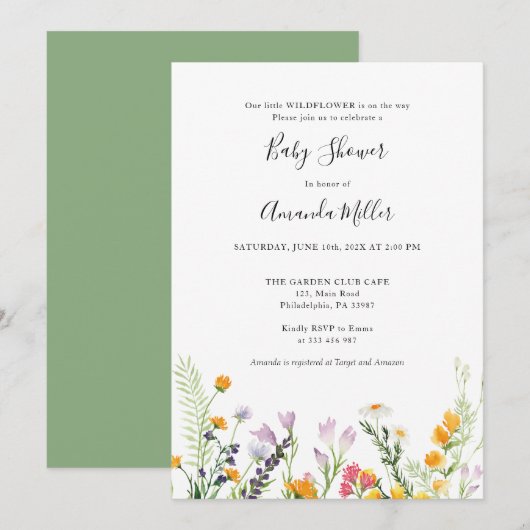 Wildbloemen Baby shower Boho Spring Save The Date (Voorkant / Achterkant)