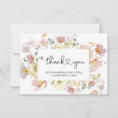 Wildbloemen baby shower dank je kaart (Voorkant)