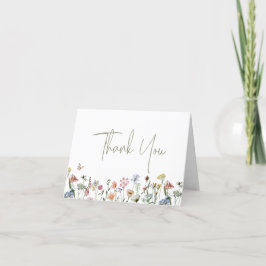 Wildbloemen Baby shower gevouwen Bedankkaart