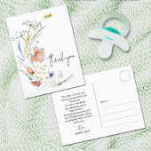Wildbloemen Baby shower Hartelijk dank Briefkaart