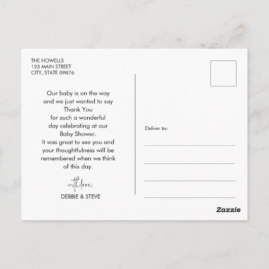 Wildbloemen Baby shower Hartelijk dank Briefkaart (Achterkant)