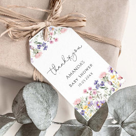 Wildbloemen Baby shower Hartelijk dank Cadeaulabel