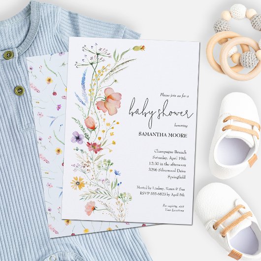 Wildbloemen Baby shower Kaart