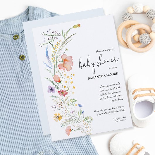 Wildbloemen Baby shower Kaart