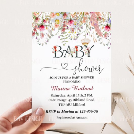 Wildbloemen Baby shower Kaart
