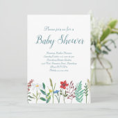 Wildbloemen Baby shower Kaart (Staand voorkant)
