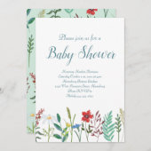 Wildbloemen Baby shower Kaart (Voorkant / Achterkant)