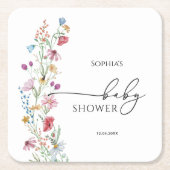 Wildbloemen Baby shower Kartonnen Onderzetters (Voorkant)