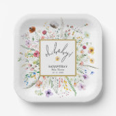 Wildbloemen Baby shower Papieren Bordje (Voorkant)