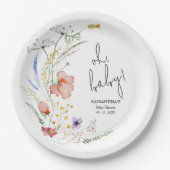 Wildbloemen Baby shower Papieren Bordje (Voorkant)