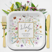 Wildbloemen Baby shower Papieren Bordje