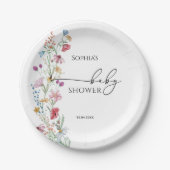 Wildbloemen Baby shower Papieren Bordje (Voorkant)