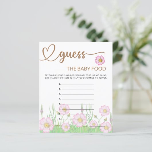 Wildbloemen Baby shower Raad de Baby Food Kaart (Staand voorkant)