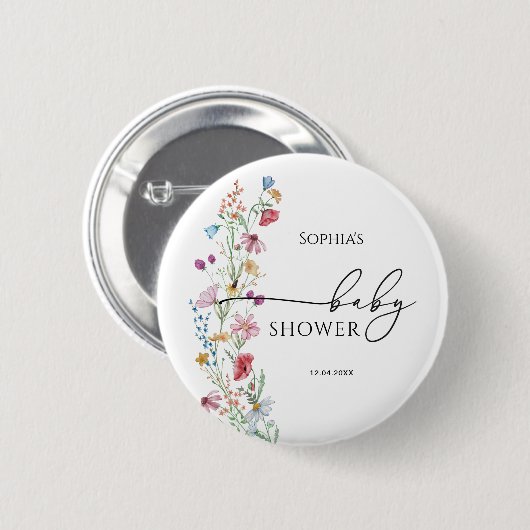 Wildbloemen Baby shower Ronde Button 5,7 Cm (Voorkant /achterkant)