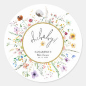 Wildbloemen Baby shower Ronde Sticker (Voorkant)