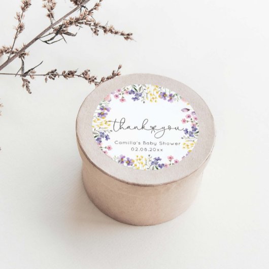 Wildbloemen Baby shower Ronde Sticker