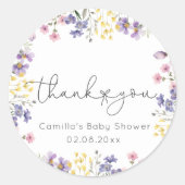 Wildbloemen Baby shower Ronde Sticker (Voorkant)