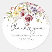 Wildbloemen Baby shower Ronde Sticker (Voorkant)