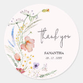Wildbloemen Baby shower Roze Ronde Sticker (Voorkant)