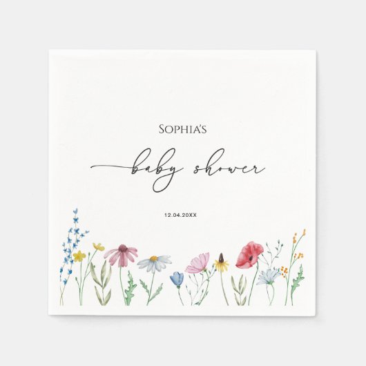 Wildbloemen Baby shower Servet (Voorkant)