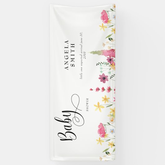Wildbloemen Baby shower Spandoek (Verticaal)