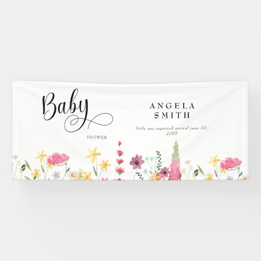Wildbloemen Baby shower Spandoek (Horizontaal)
