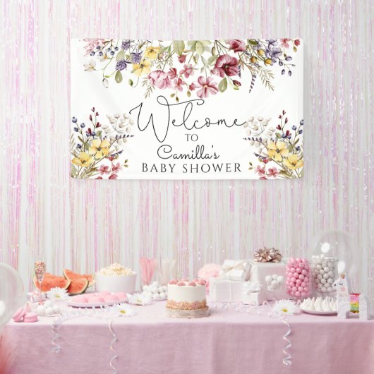 Wildbloemen Baby shower Spandoek (Feest)