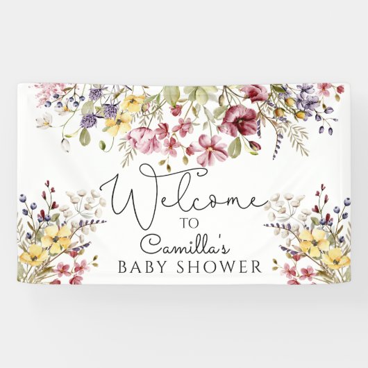 Wildbloemen Baby shower Spandoek (Horizontaal)
