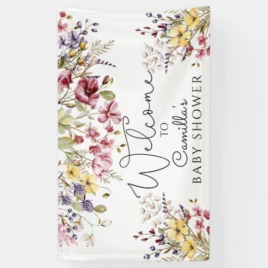 Wildbloemen Baby shower Spandoek (Verticaal)