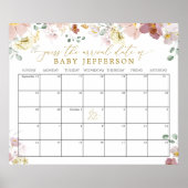 Wildbloemen Baby shower Vervaldatum kalender Poster (Voorkant)
