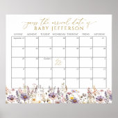 Wildbloemen Baby shower Vervaldatum kalender Poster (Voorkant)