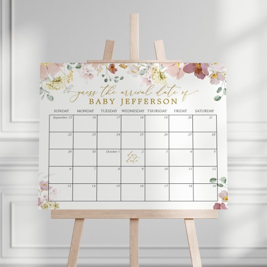 Wildbloemen Baby shower Vervaldatum kalender Poster