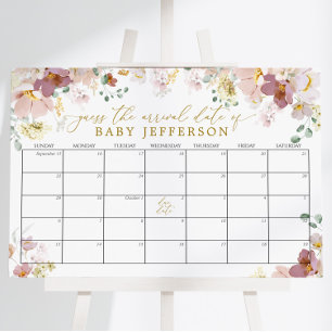 Wildbloemen Baby shower Vervaldatum kalender Poster