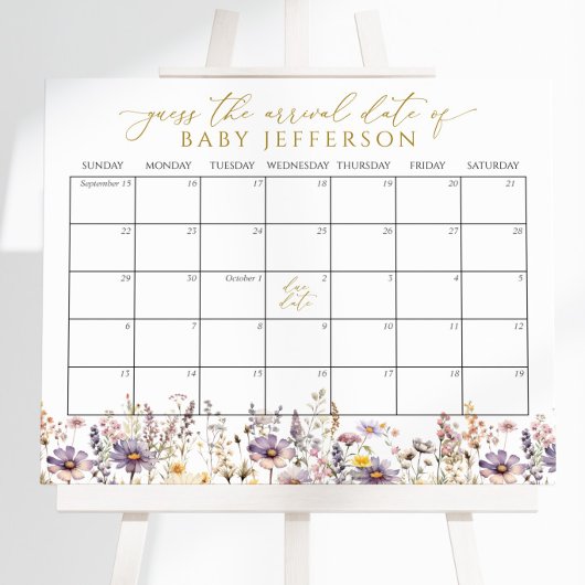 Wildbloemen Baby shower Vervaldatum kalender Poster