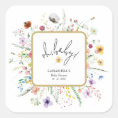 Wildbloemen Baby shower Vierkante Sticker (Voorkant)