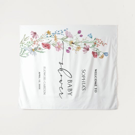 Wildbloemen Baby shower Wandkleed (Voorkant (horizontaal))