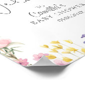 Wildbloemen Baby shower Welkom Poster (Hoek)