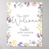 Wildbloemen Baby shower Welkom Poster (Voorkant)