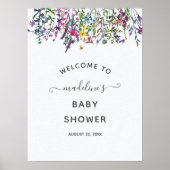 Wildbloemen Baby shower Welkom Poster (Voorkant)