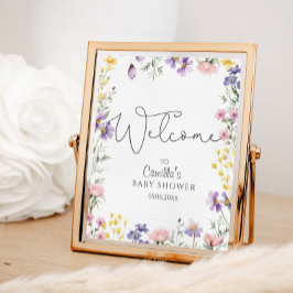 Wildbloemen Baby shower Welkom Poster