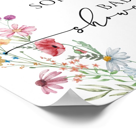 Wildbloemen Baby shower Welkom Poster (Hoek)
