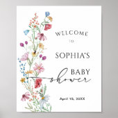 Wildbloemen Baby shower Welkom Poster (Voorkant)