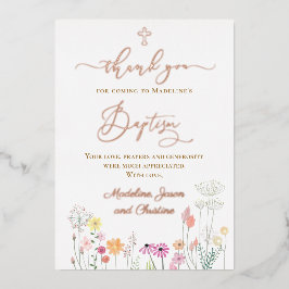 wildbloemen Baptisme bedankt voor je komst Folie Uitnodiging